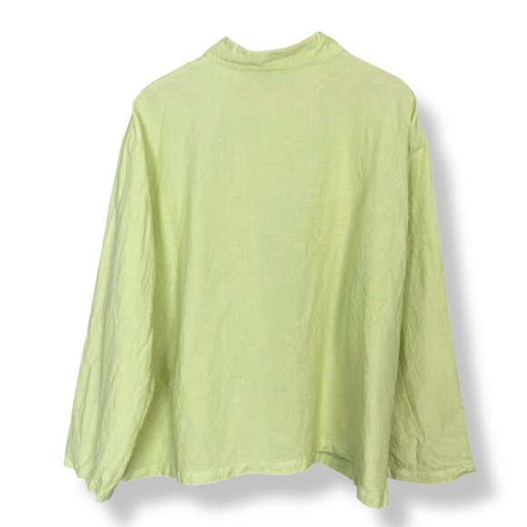 Eileen Fisher Top Long Sleeve Button-Up Pocket Single Pocket Pale Lime Green 2X - Picture 2 of 16